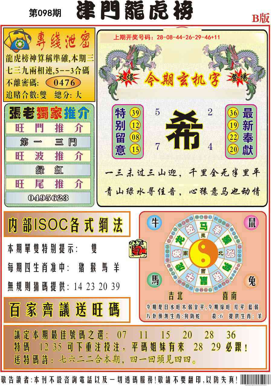 098期津门龙虎榜B[图]